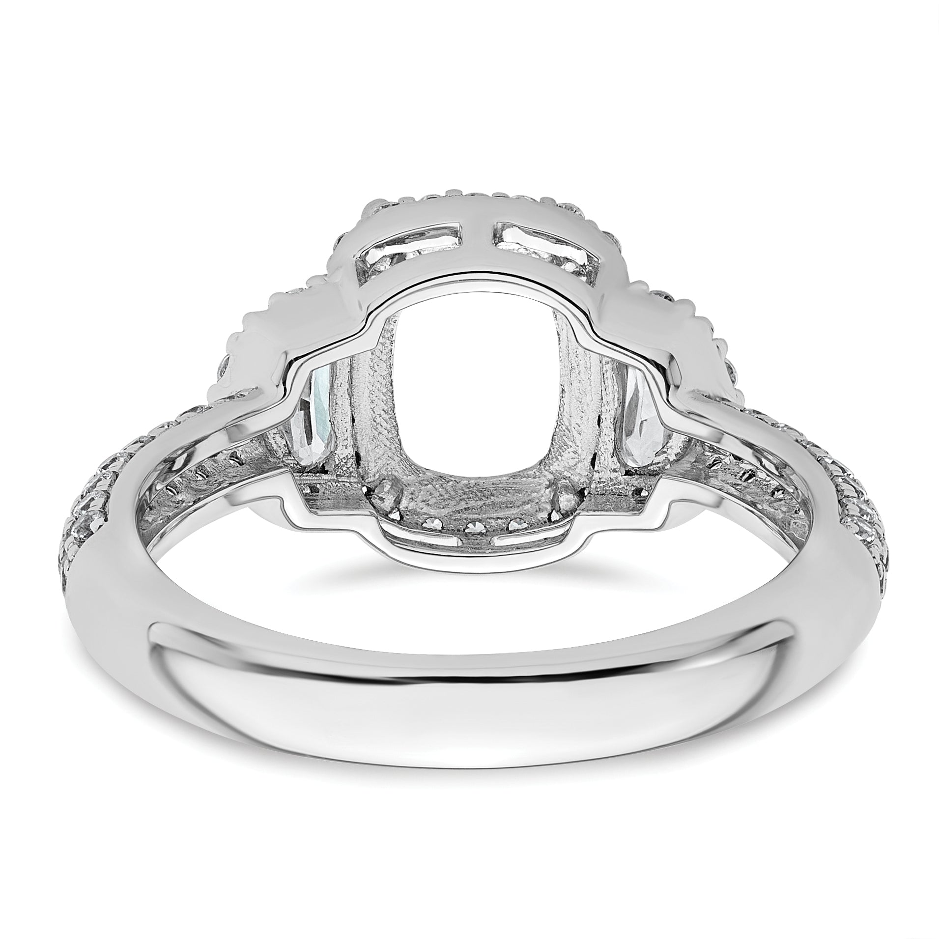 14k White Gold 7/8 carat Lab Grown Diamond VS+ F+ 2 carat Oval Center Semi Mount Halo Engagement Ring