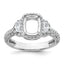 14k White Gold 7/8 carat Lab Grown Diamond VS+ F+ 2 carat Oval Center Semi Mount Halo Engagement Ring