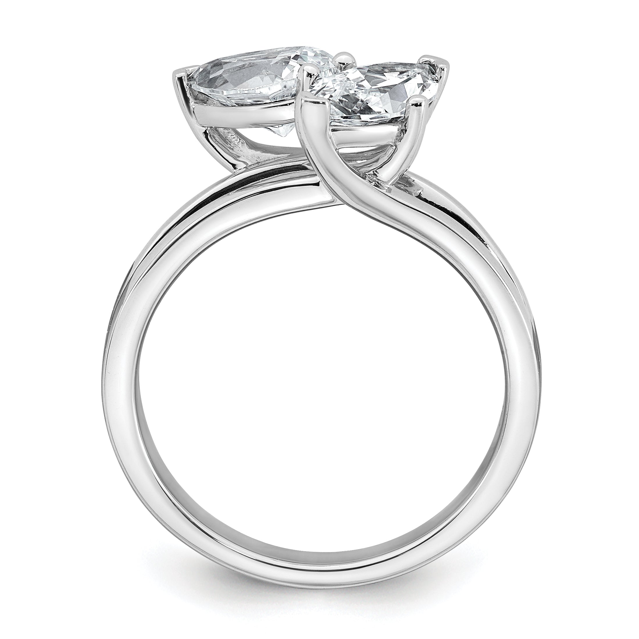 14k White Gold 2 carat Lab Grown Diamond VS+ F+ Marquise and Pear Complete Asymmetrical Two Stone Engagement Ring Secondary image
