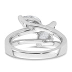 14k White Gold 2 carat Lab Grown Diamond VS+ F+ Marquise and Pear Complete Asymmetrical Two Stone Engagement Ring