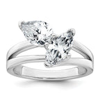 14k White Gold 2 carat Lab Grown Diamond VS+ F+ Marquise and Pear Complete Asymmetrical Two Stone Engagement Ring
