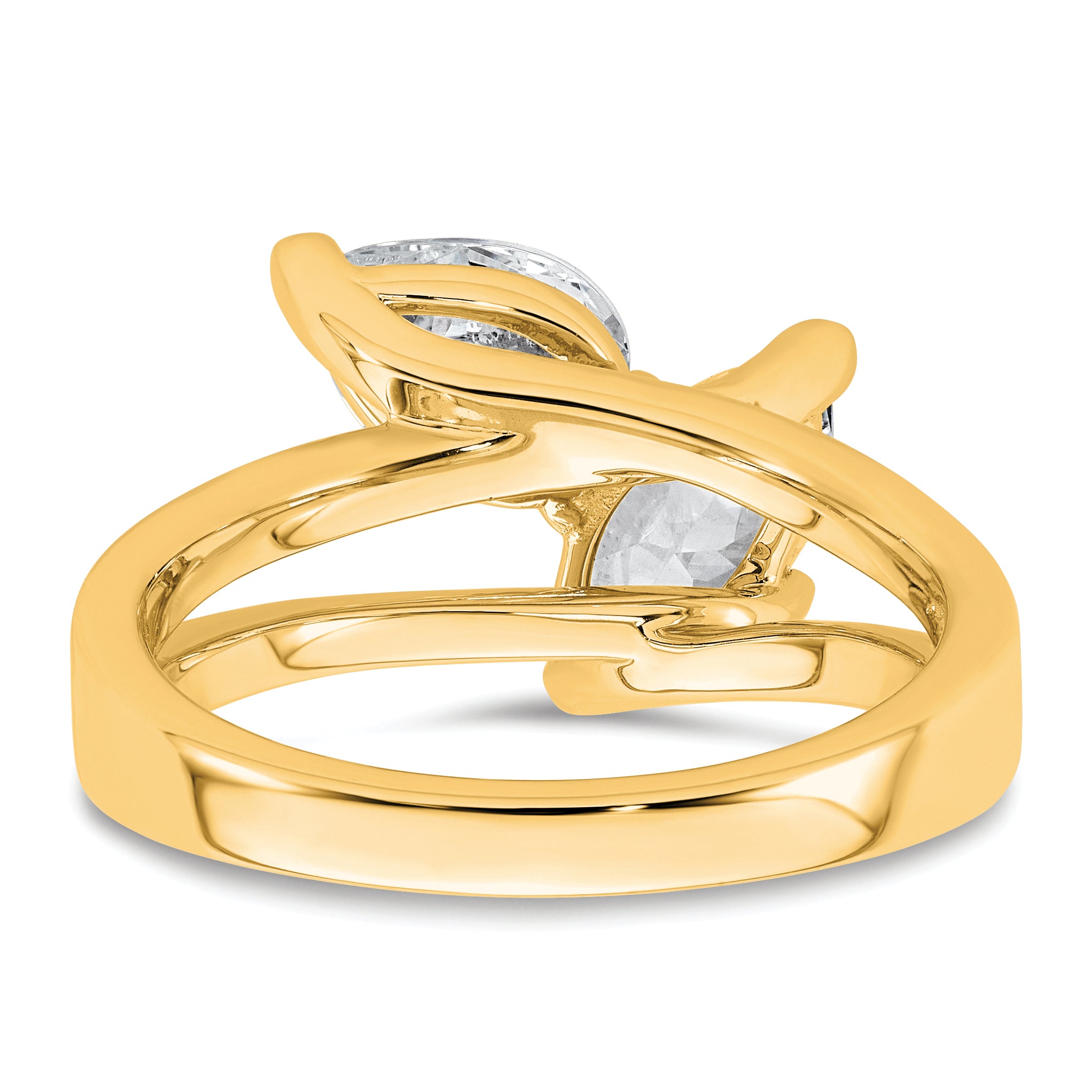 14k 2 carat Lab Grown Diamond VS+ F+ Marquise and Pear Complete Asymmetrical Two Stone Engagement Ring