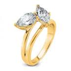 14k 2 carat Lab Grown Diamond VS+ F+ Marquise and Pear Complete Asymmetrical Two Stone Engagement Ring