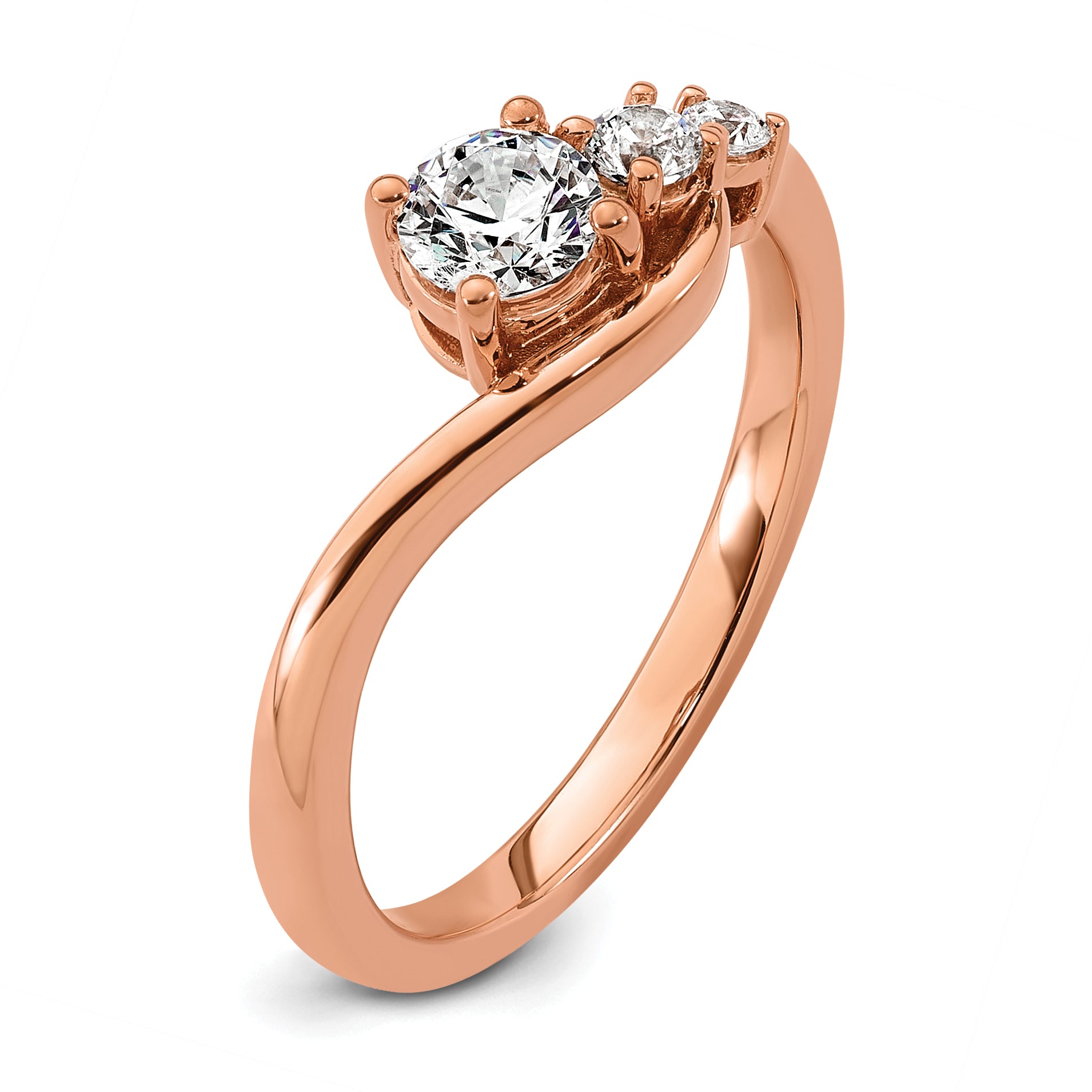 14k Rose Gold 1/2 carat Lab Grown Diamond VS+ F+ Round Complete Engagement Ring