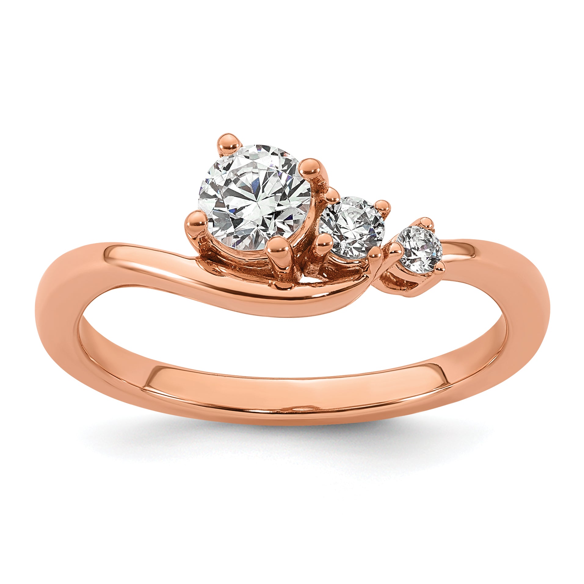 14k Rose Gold 1/2 carat Lab Grown Diamond VS+ F+ Round Complete Engagement Ring Main image