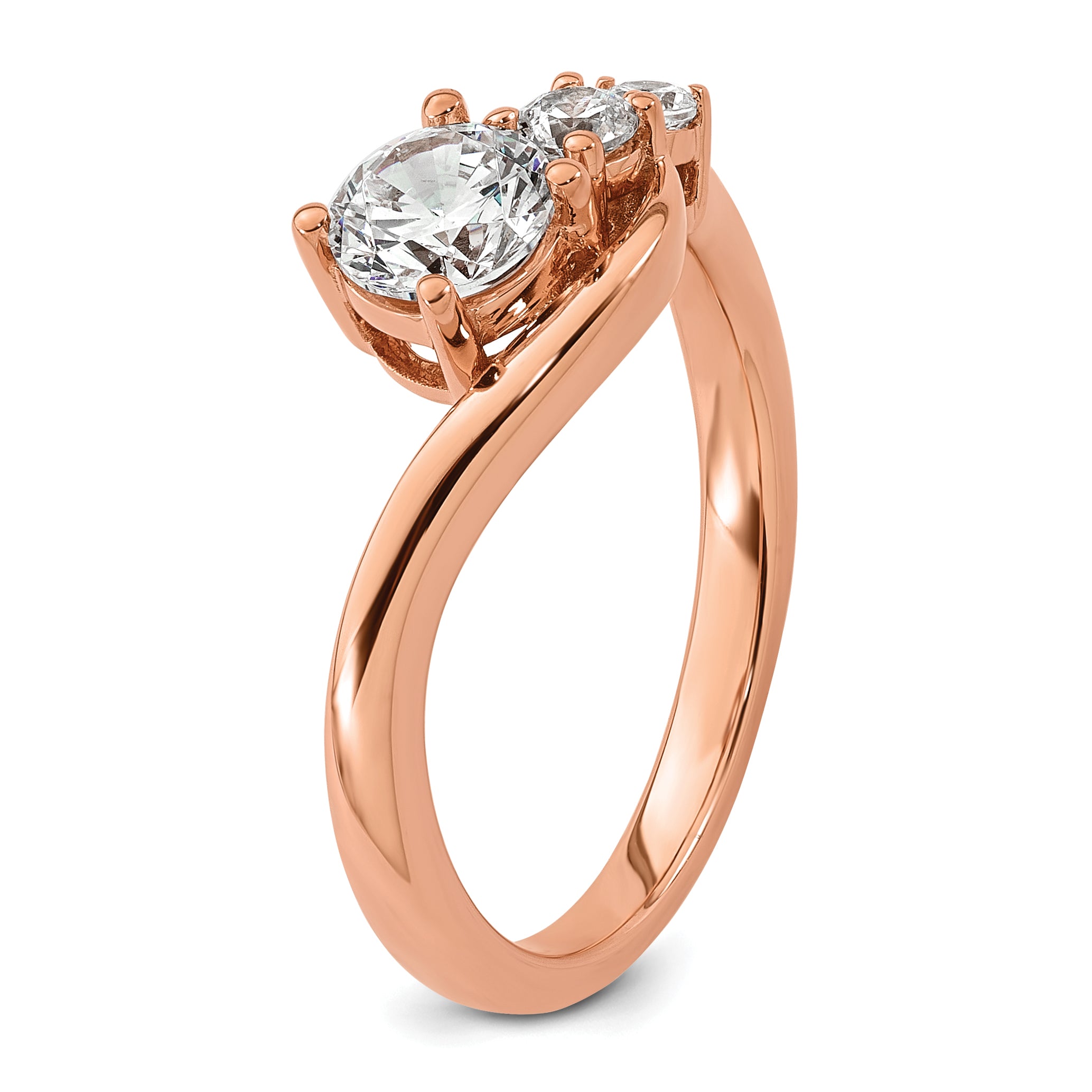 14k Rose Gold 3/4 carat Lab Grown Diamond VS+ F+ Round Complete Engagement Ring