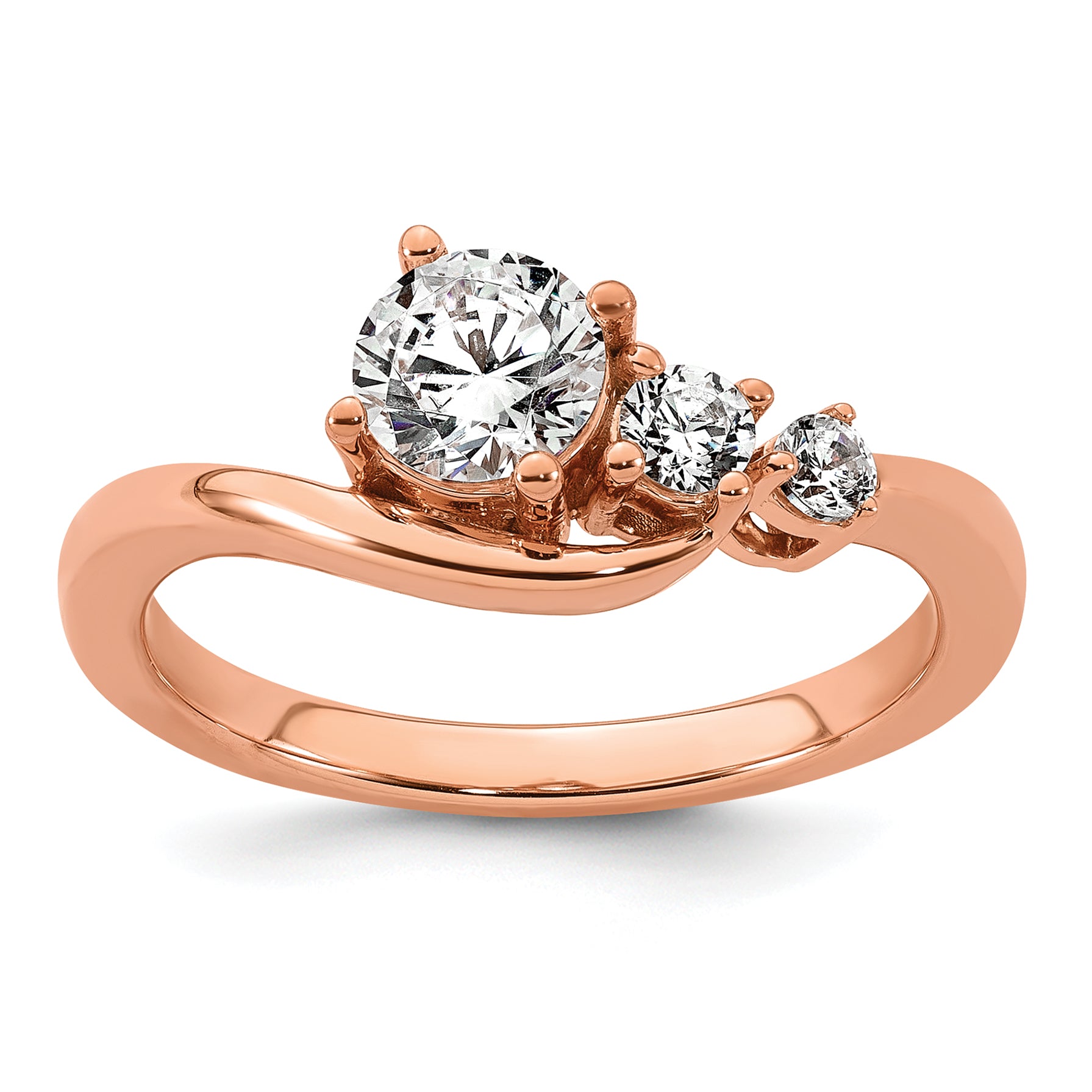 14k Rose Gold 3/4 carat Lab Grown Diamond VS+ F+ Round Complete Engagement Ring Main image