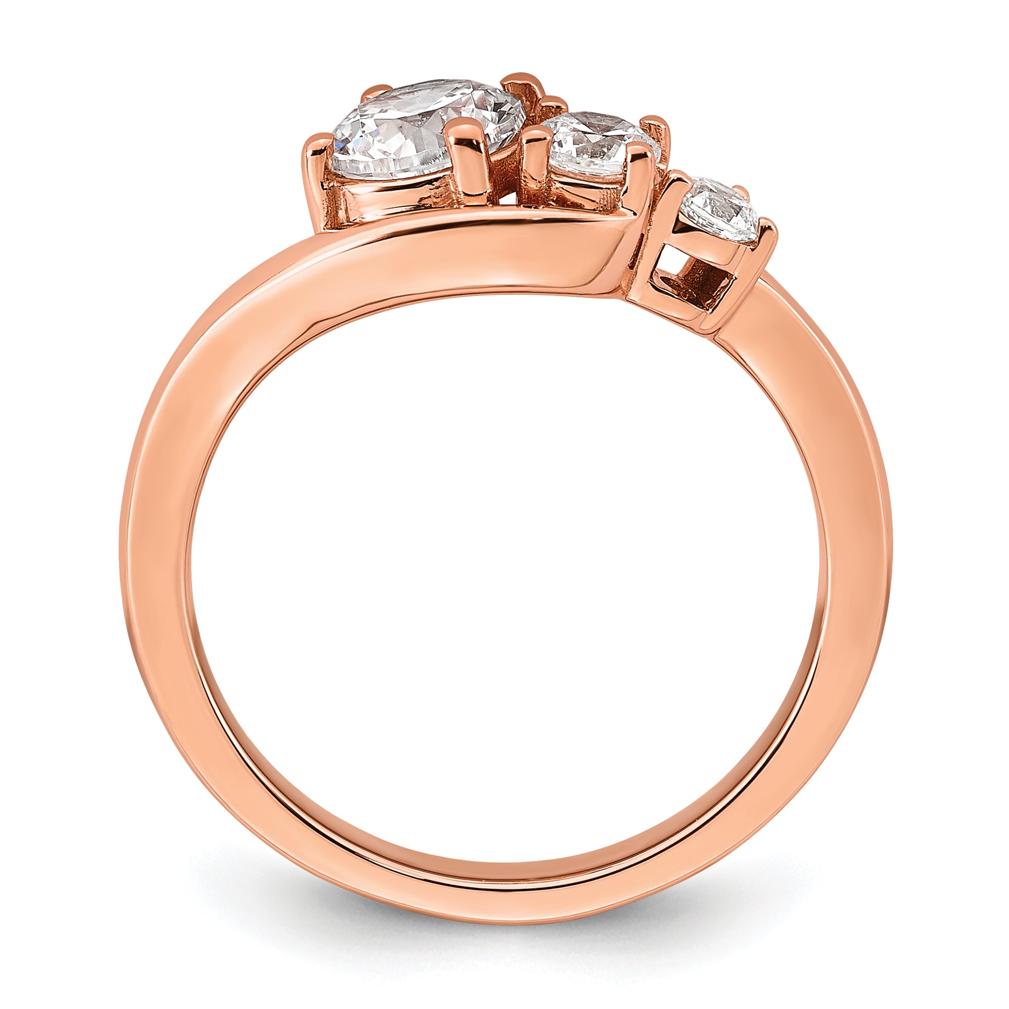 14k Rose Gold 1 carat Lab Grown Diamond VS+ F+ Round Complete Engagement Ring Secondary image