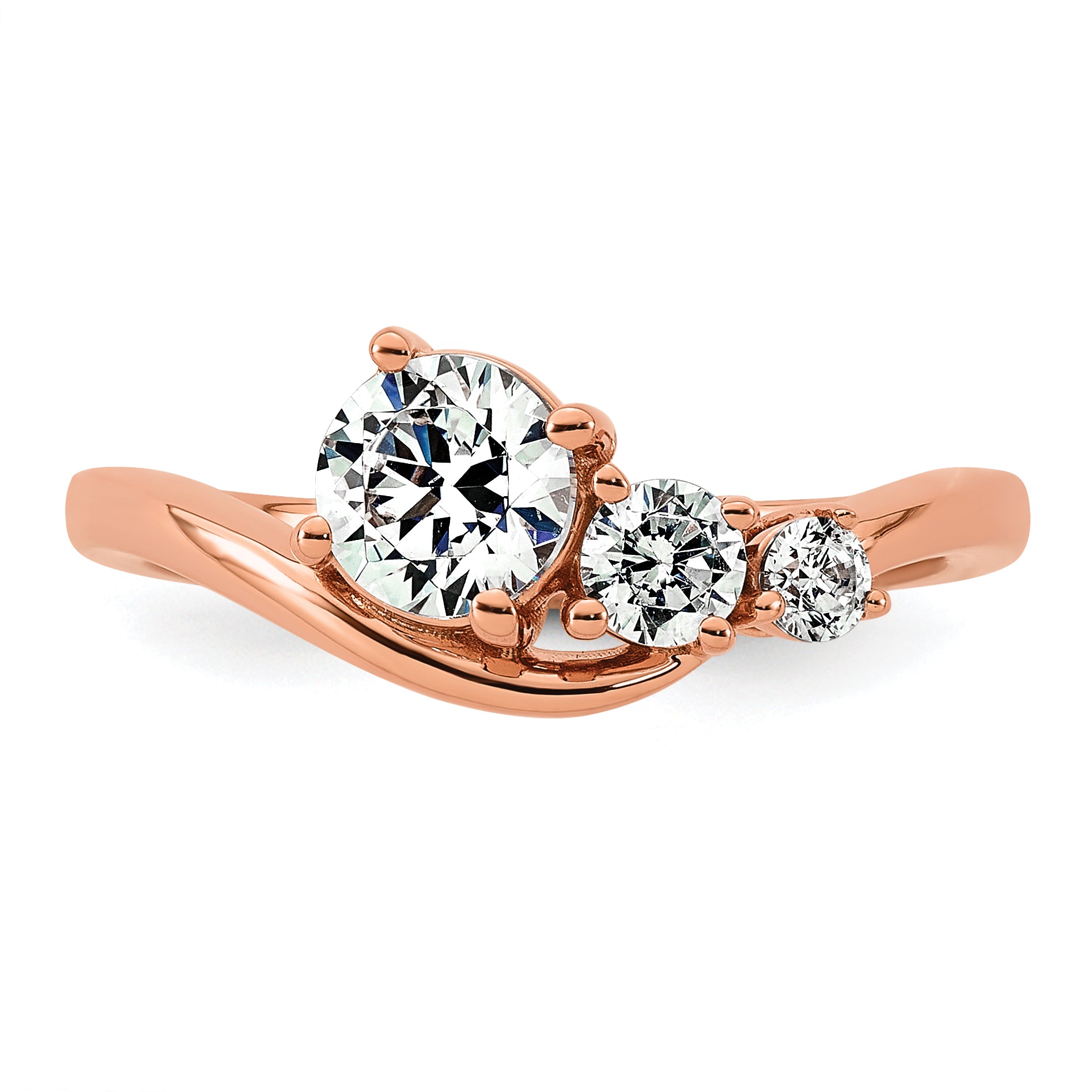 14k Rose Gold 1 carat Lab Grown Diamond VS+ F+ Round Complete Engagement Ring