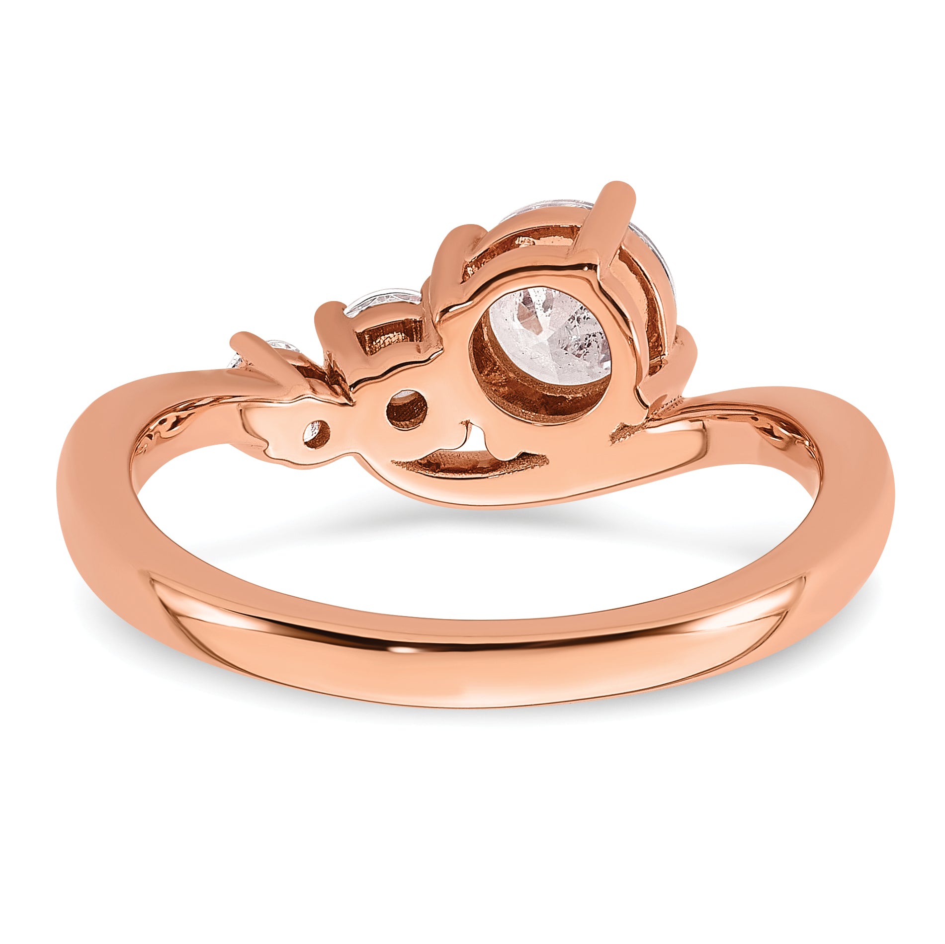 14k Rose Gold 1 carat Lab Grown Diamond VS+ F+ Round Complete Engagement Ring