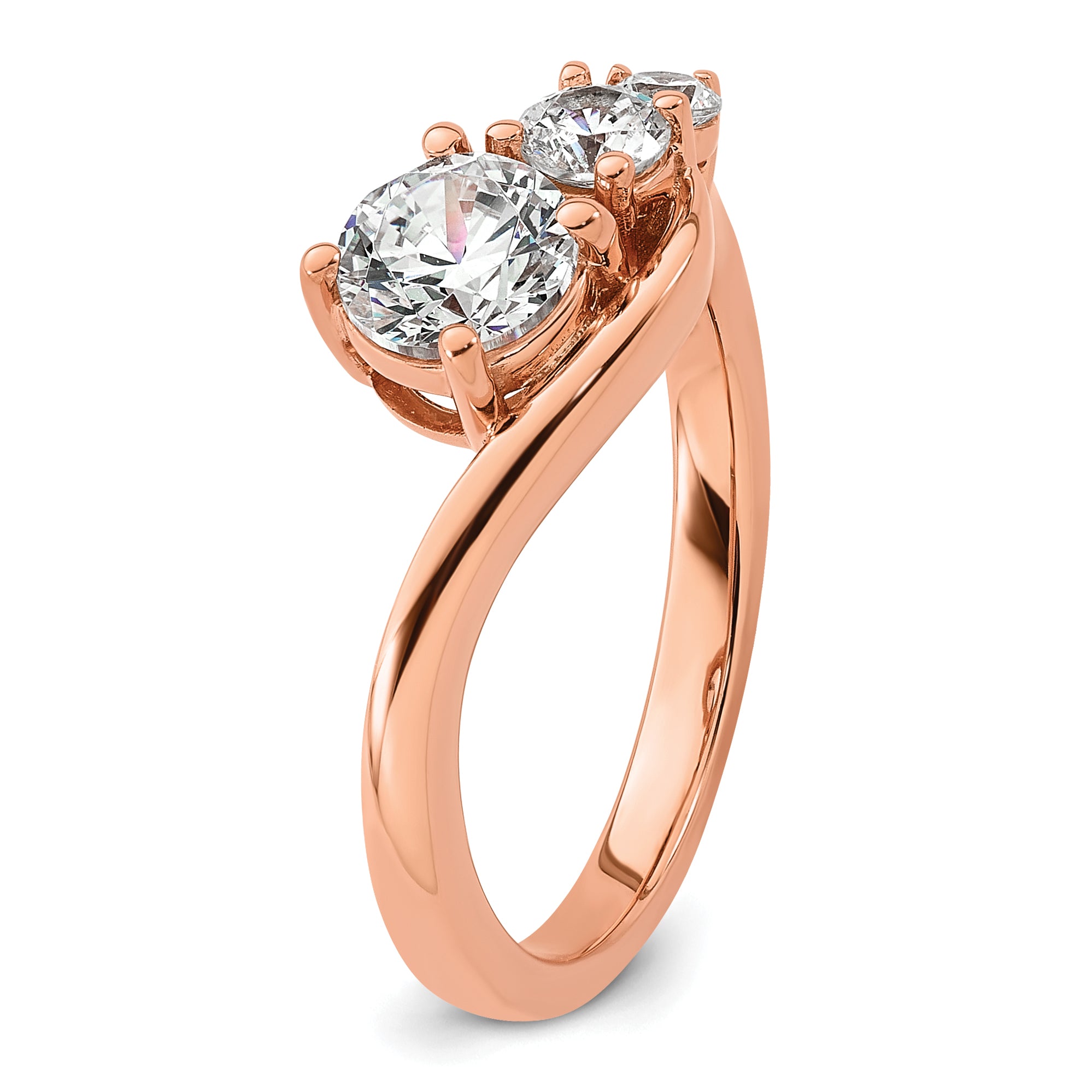 14k Rose Gold 1 carat Lab Grown Diamond VS+ F+ Round Complete Engagement Ring