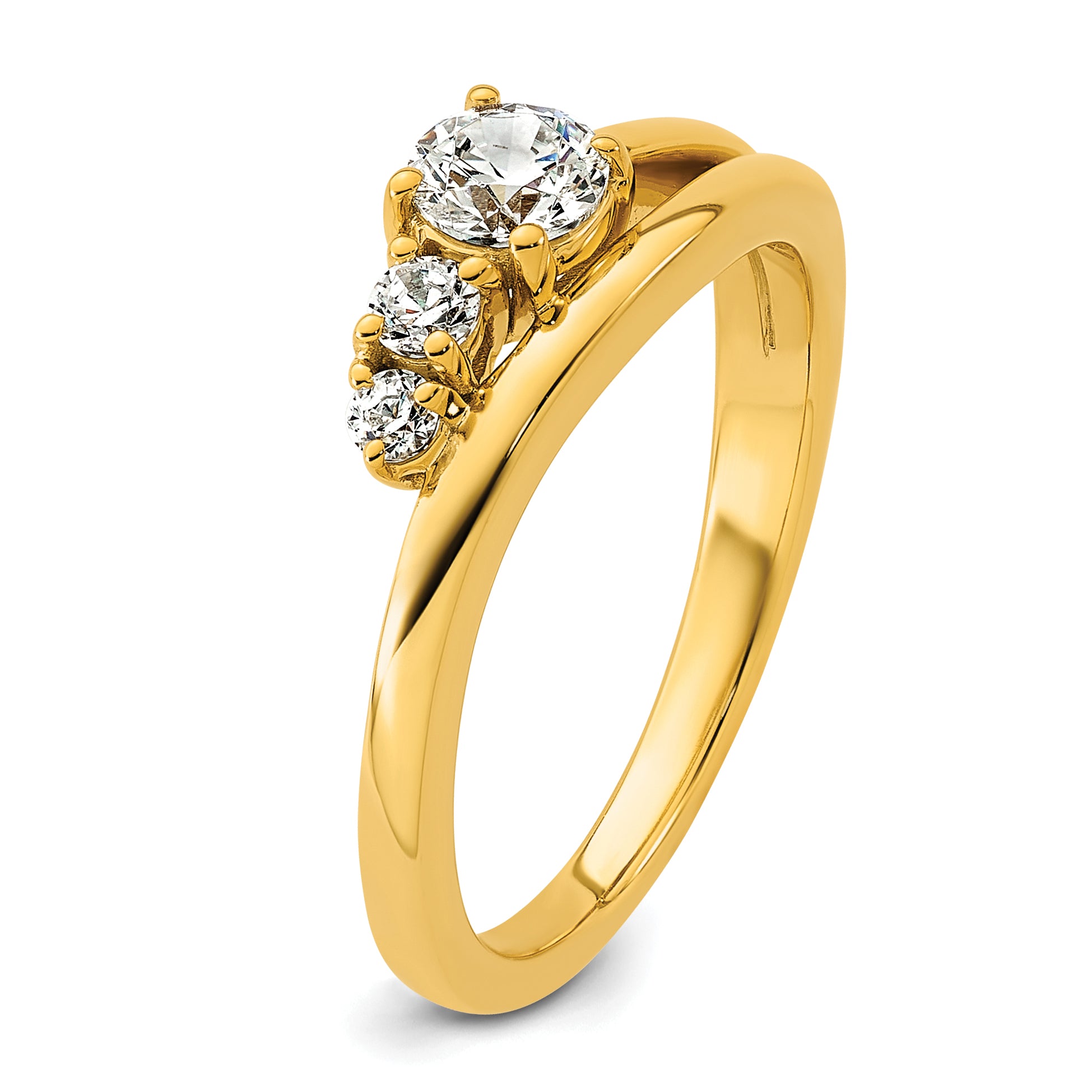 14k 1/2 carat Lab Grown Diamond VS+ F+ Round Complete Engagement Ring