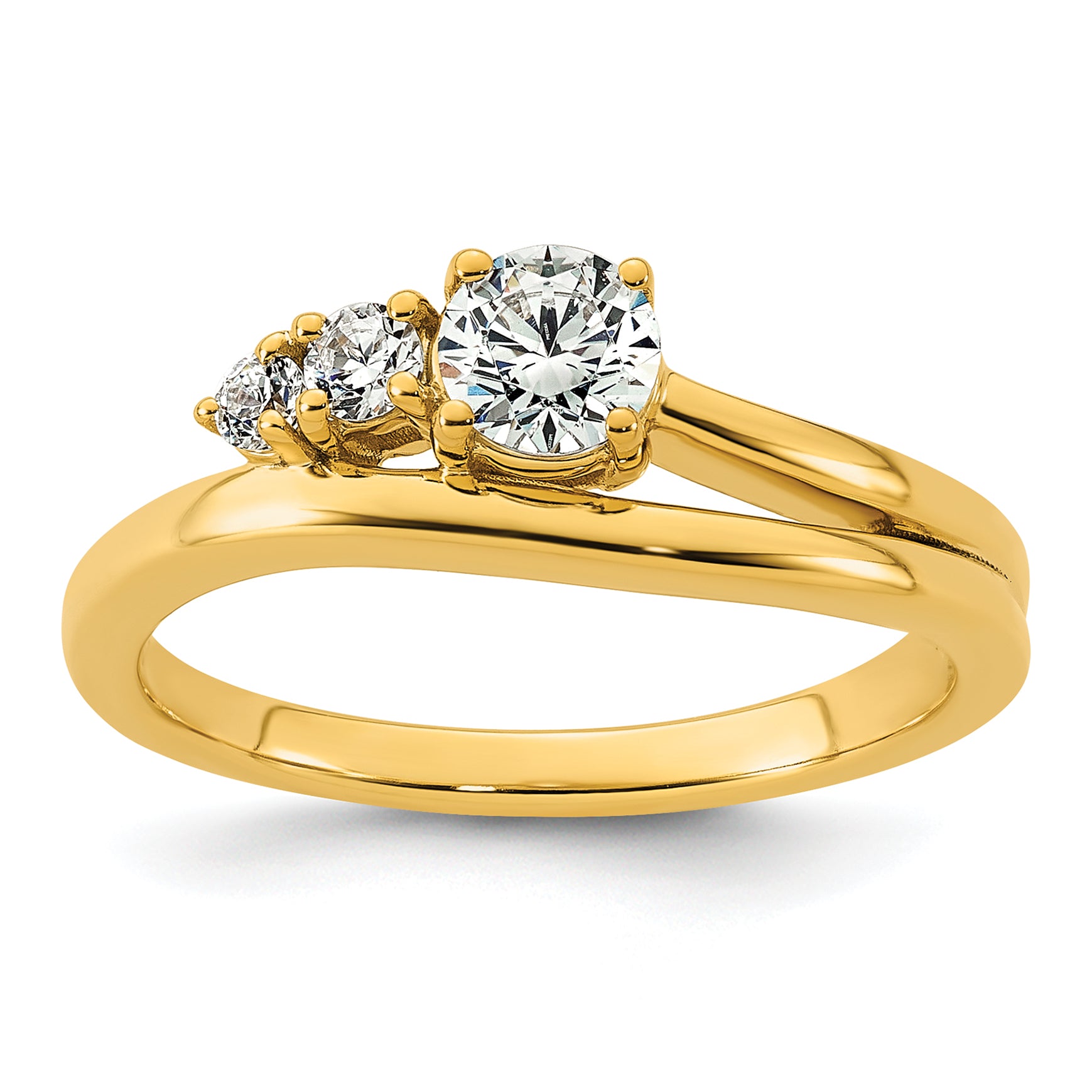 14k 1/2 carat Lab Grown Diamond VS+ F+ Round Complete Engagement Ring Main image