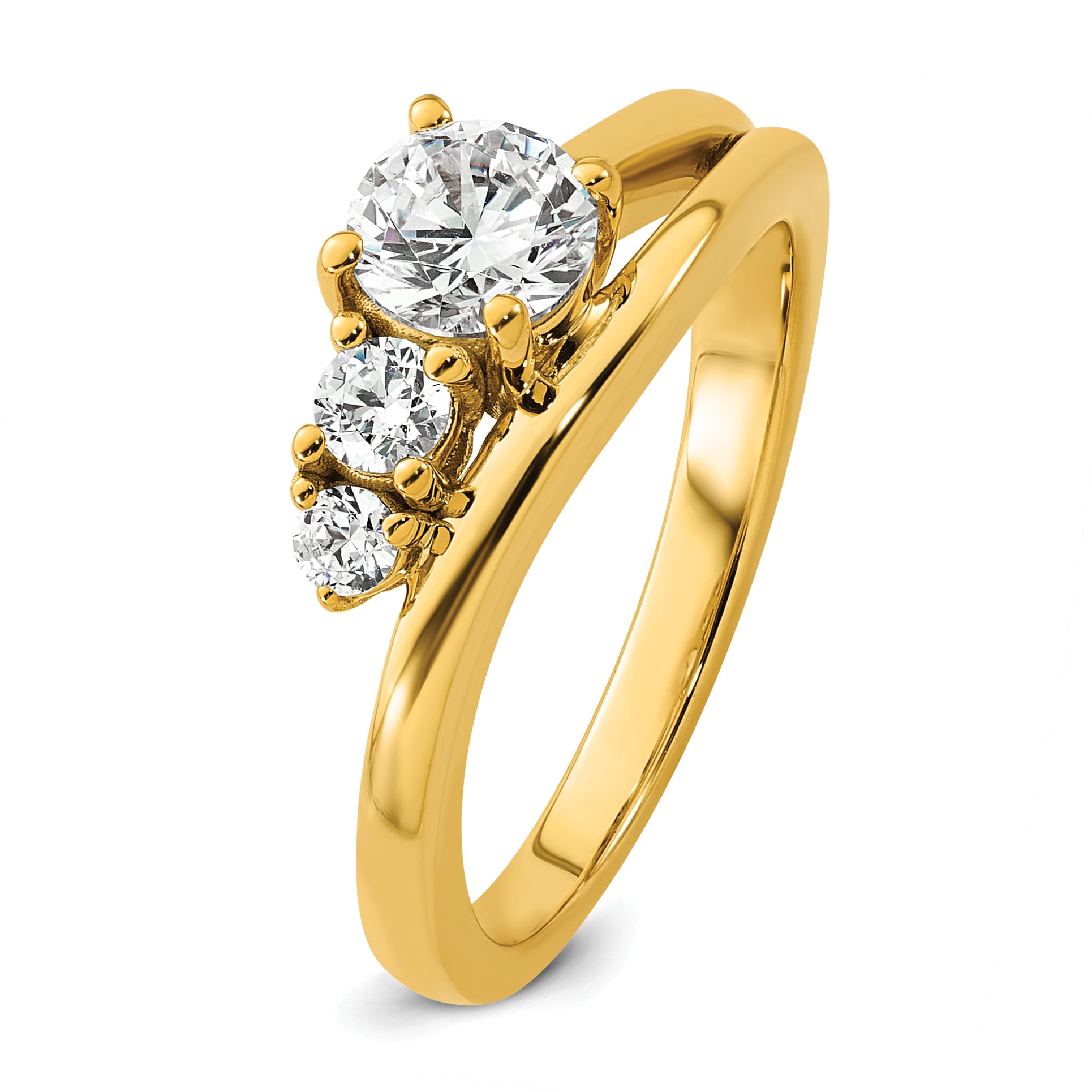 14k 3/4 carat Lab Grown Diamond VS+ F+ Round Complete Engagement Ring