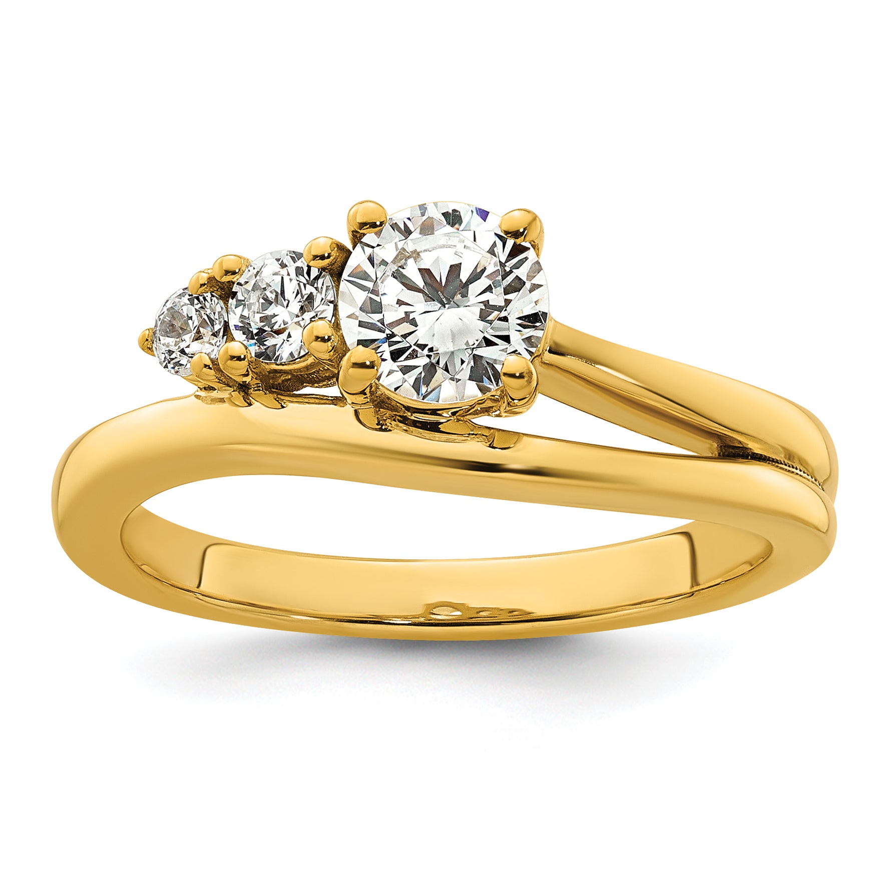 14k 3/4 carat Lab Grown Diamond VS+ F+ Round Complete Engagement Ring Main image