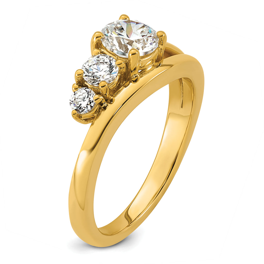 14k 1 carat Lab Grown Diamond VS+ F+ Round Complete Engagement Ring