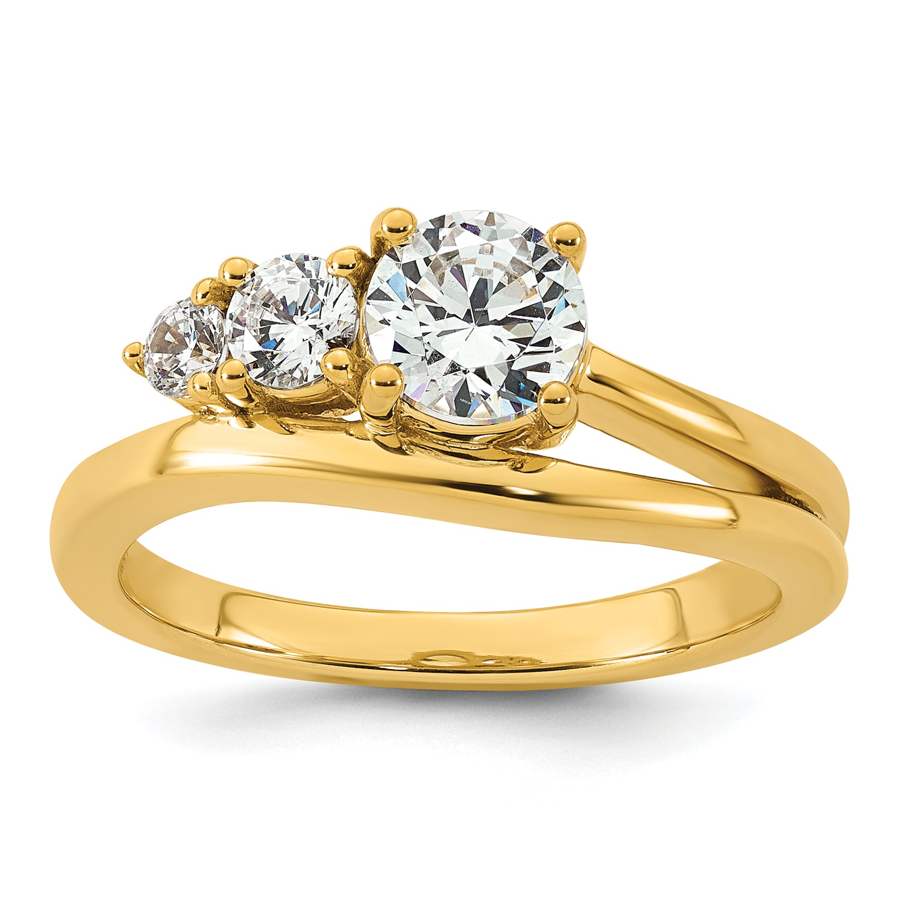 14k 1 carat Lab Grown Diamond VS+ F+ Round Complete Engagement Ring Main image