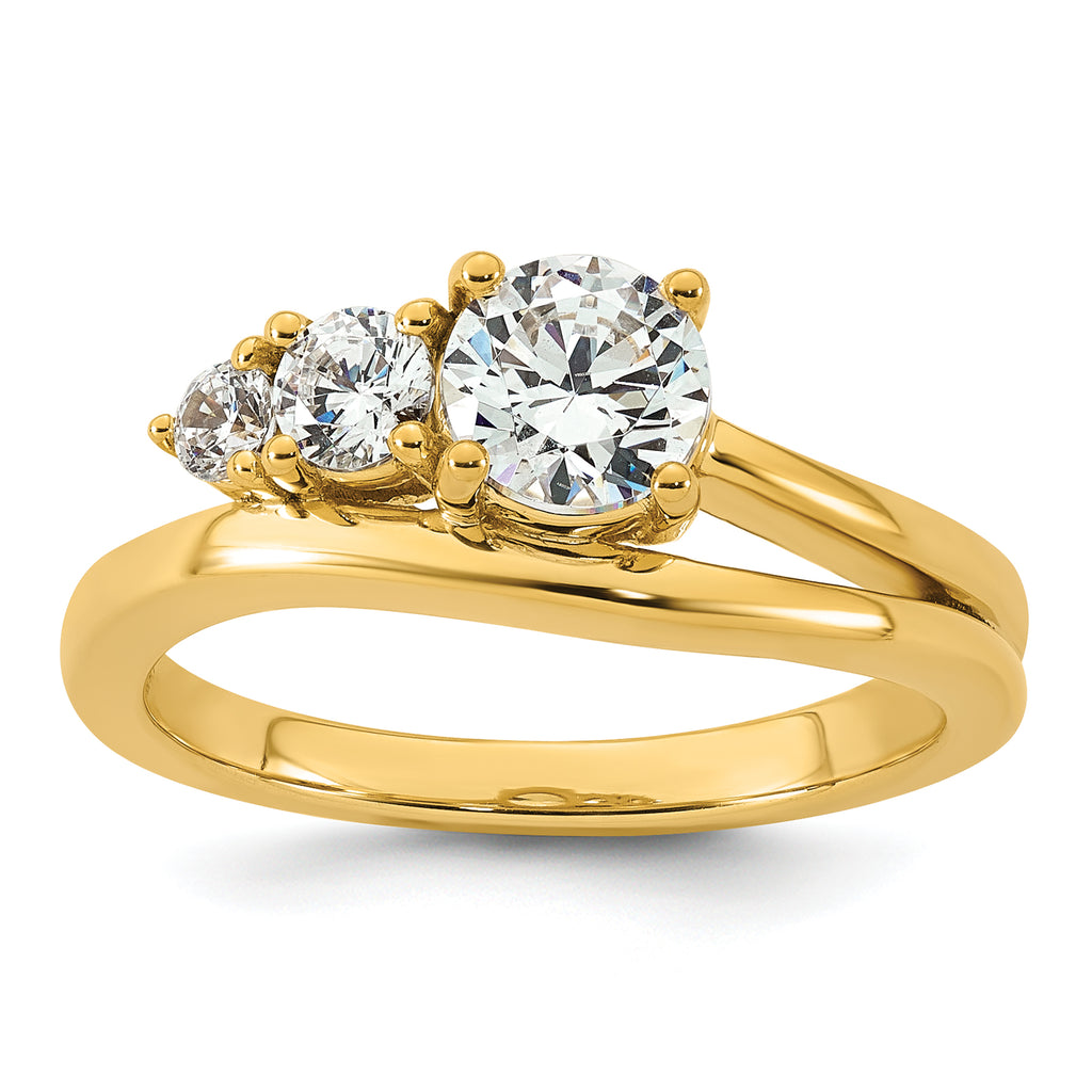 14k 1 carat Lab Grown Diamond VS+ F+ Round Complete Engagement Ring