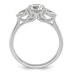 14k White Gold 1 3/8 carat Lab Grown Diamond VS+ F+ Round with Pear Sidestones Complete Three Stone Engagement Ring