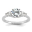 14k White Gold 1 3/8 carat Lab Grown Diamond VS+ F+ Round with Pear Sidestones Complete Three Stone Engagement Ring