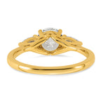 14k 1 3/8 carat Lab Grown Diamond VS+ F+ Round with Pear Sidestones Complete Three Stone Engagement Ring