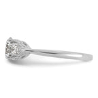 14k White Gold 1 3/8 carat Certified Lab Grown Diamond VS+ F+ Round with Pear Sidestones Complete Three Stone Engagement Ring