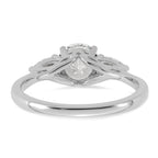 14k White Gold 1 3/8 carat Certified Lab Grown Diamond VS+ F+ Round with Pear Sidestones Complete Three Stone Engagement Ring