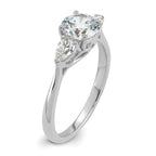 14k White Gold 1 3/8 carat Certified Lab Grown Diamond VS+ F+ Round with Pear Sidestones Complete Three Stone Engagement Ring