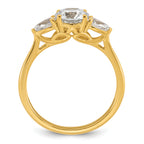14k 1 3/8 carat Certified Lab Grown Diamond VS+ F+ Round with Pear Sidestones Complete Three Stone Engagement Ring