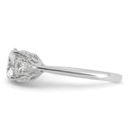 14k White Gold 1 7/8 carat Lab Grown Diamond VS+ F+ Round with Pear Sidestones Complete Three Stone Engagement Ring