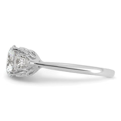 14k White Gold 1 7/8 carat Lab Grown Diamond VS+ F+ Round with Pear Sidestones Complete Three Stone Engagement Ring