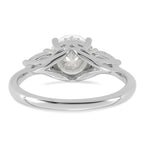 14k White Gold 1 7/8 carat Lab Grown Diamond VS+ F+ Round with Pear Sidestones Complete Three Stone Engagement Ring