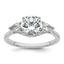 14k White Gold 1 7/8 carat Lab Grown Diamond VS+ F+ Round with Pear Sidestones Complete Three Stone Engagement Ring