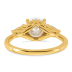 14k 1 7/8 carat Lab Grown Diamond VS+ F+ Round with Pear Sidestones Complete Three Stone Engagement Ring