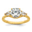 14k 1 7/8 carat Lab Grown Diamond VS+ F+ Round with Pear Sidestones Complete Three Stone Engagement Ring