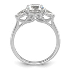 14k White Gold 1 7/8 carat Certified Lab Grown Diamond VS+ F+ Round with Pear Sidestones Complete Three Stone Engagement Ring