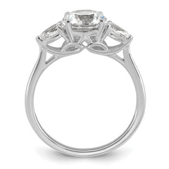 14k White Gold 1 7/8 carat Certified Lab Grown Diamond VS+ F+ Round with Pear Sidestones Complete Three Stone Engagement Ring