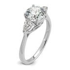 14k White Gold 1 7/8 carat Certified Lab Grown Diamond VS+ F+ Round with Pear Sidestones Complete Three Stone Engagement Ring