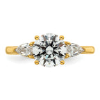 14k 1 7/8 carat Certified Lab Grown Diamond VS+ F+ Round with Pear Sidestones Complete Three Stone Engagement Ring