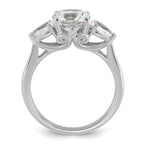 14k White Gold 2 1/2 carat Lab Grown Diamond VS+ F+ Round with Pear Sidestones Complete Three Stone Engagement Ring