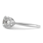 14k White Gold 2 1/2 carat Certified Lab Grown Diamond VS+ F+ Round with Pear Sidestones Complete Three Stone Engagement Ring