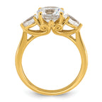 14k 2 1/2 carat Certified Lab Grown Diamond VS+ F+ Round with Pear Sidestones Complete Three Stone Engagement Ring