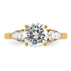 14k 2 1/2 carat Certified Lab Grown Diamond VS+ F+ Round with Pear Sidestones Complete Three Stone Engagement Ring
