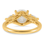 14k 3 carat Lab Grown Diamond VS+ F+ Round with Pear Sidestones Complete Three Stone Engagement Ring
