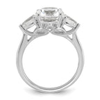 14k White Gold 3 carat Certified Lab Grown Diamond VS+ F+ Round with Pear Sidestones Complete Three Stone Engagement Ring