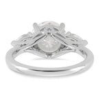 14k White Gold 3 carat Certified Lab Grown Diamond VS+ F+ Round with Pear Sidestones Complete Three Stone Engagement Ring