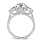 14k White Gold 3 5/8 carat Lab Grown Diamond VS+ F+ Round with Pear Sidestones Complete Three Stone Engagement Ring