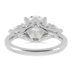 14k White Gold 3 5/8 carat Lab Grown Diamond VS+ F+ Round with Pear Sidestones Complete Three Stone Engagement Ring