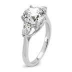 14k White Gold 3 5/8 carat Lab Grown Diamond VS+ F+ Round with Pear Sidestones Complete Three Stone Engagement Ring