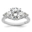 14k White Gold 3 5/8 carat Lab Grown Diamond VS+ F+ Round with Pear Sidestones Complete Three Stone Engagement Ring